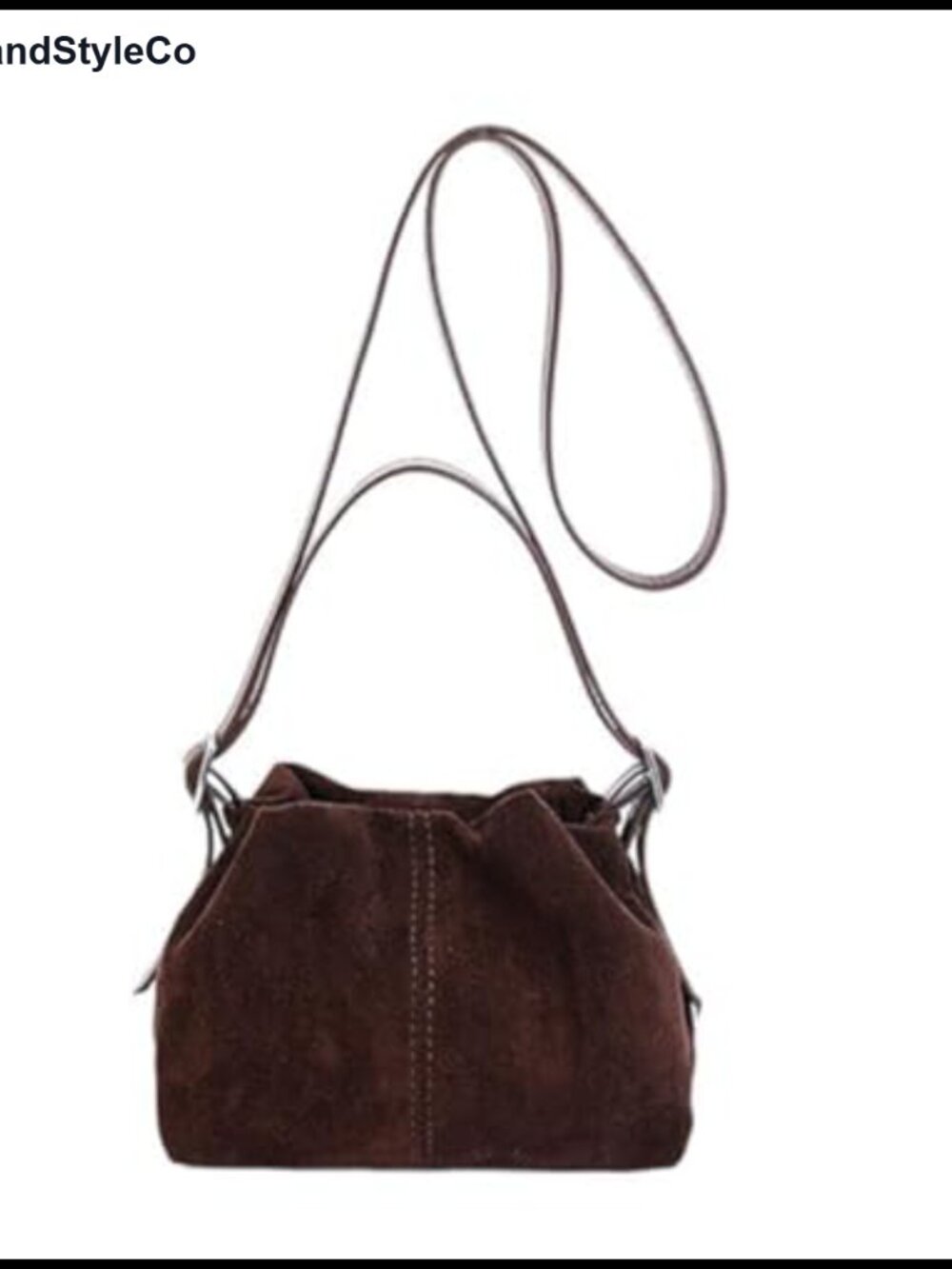 Vintage Faux Suede Bucket Bag Drawstring Crossbody Shoulder Tote Satchel